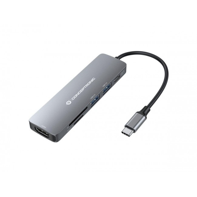 Conceptronic DONN11G 6-in-1 USB 3.2 Gen 1 Docking Station, HDMI, 100W USB PD, USB 3.0, USB 2.0, SD, TF/MicroSD Conceptronic DONN11G 6-in-1 USB 3.2 Gen 1 Docking Station, HDMI, 100W USB PD, USB 3.0, USB 2.0, SD, TF/MicroSD