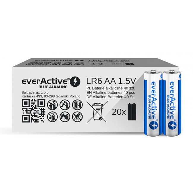 Alkaline batteries everActive Blue Alkaline LR5 AA - carton box - 40 pieces, limited edition