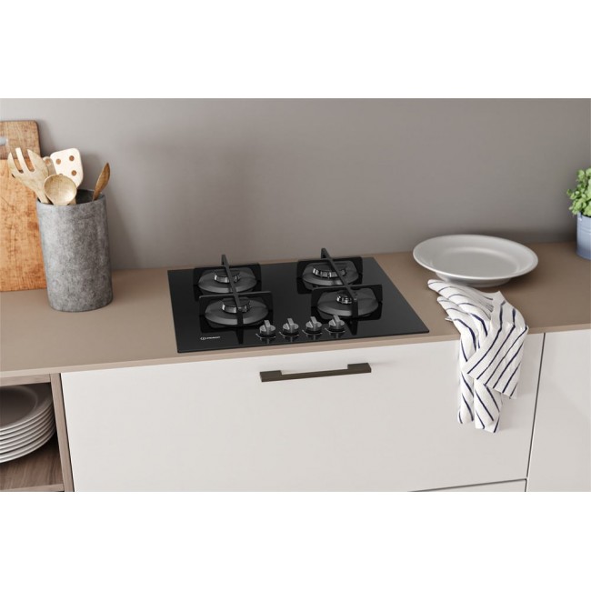 Indesit ING 61T/BK Black Built-in 59 cm Gas 4 zone(s)