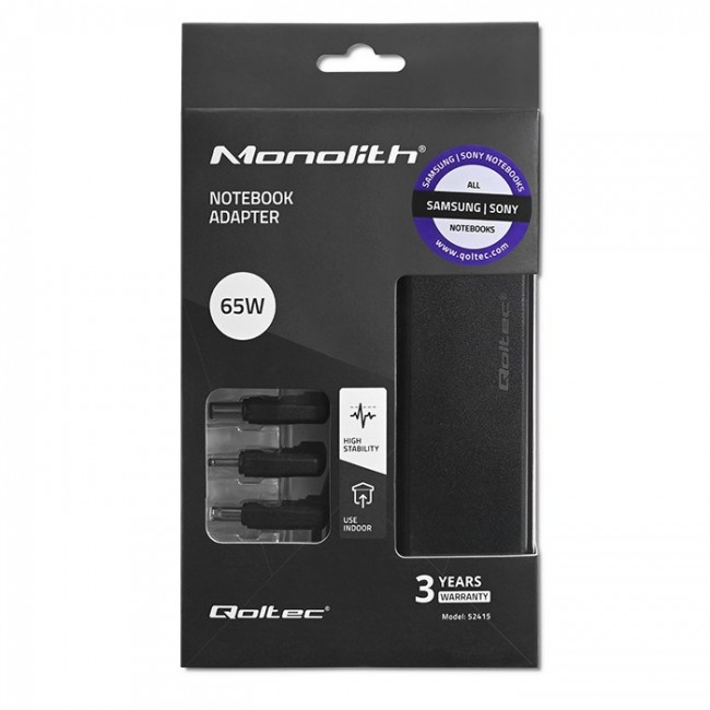 Qoltec 52415 Power adapter designed for Samsung Sony 65W | 3 plugs | +power cable Qoltec 52415 Power adapter designed for Samsung Sony 65W | 3 plugs | +power cable