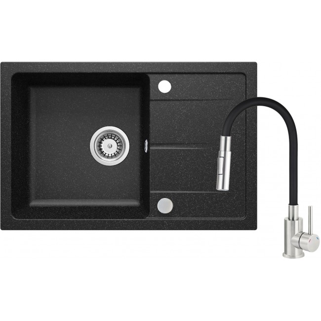 Granite sink with faucet and flexible spout