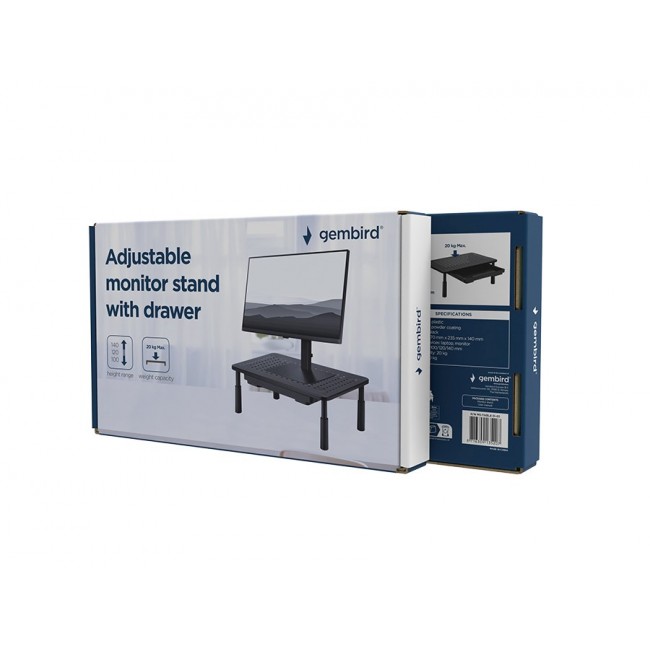 Gembird MS-TABLE-D-01 Adjustable monitor stand with drawer (rectangle)