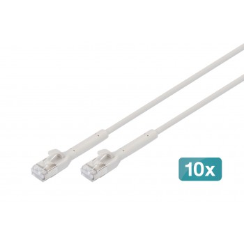 Digitus CAT 6A F-FTP bendable patch cord, copper, 0.5 m, gray, 10 pieces