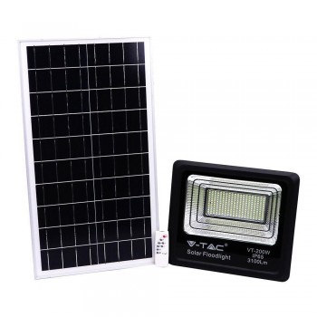 V-TAC 40W Black IP65 Solar LED Projector, Remote Control, Timer VT-200W 4000K 3100lm