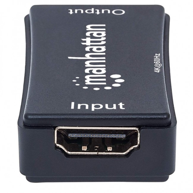 Manhattan HDMI Repeater, 4K@60Hz, Active, Boosts HDMI Signal up to 40m, Black, Three Year Warranty, Blister Manhattan HDMI Repeater, 4K@60Hz, Active, Boosts HDMI Signal up to 40m, Black, Three Year Warranty, Blister