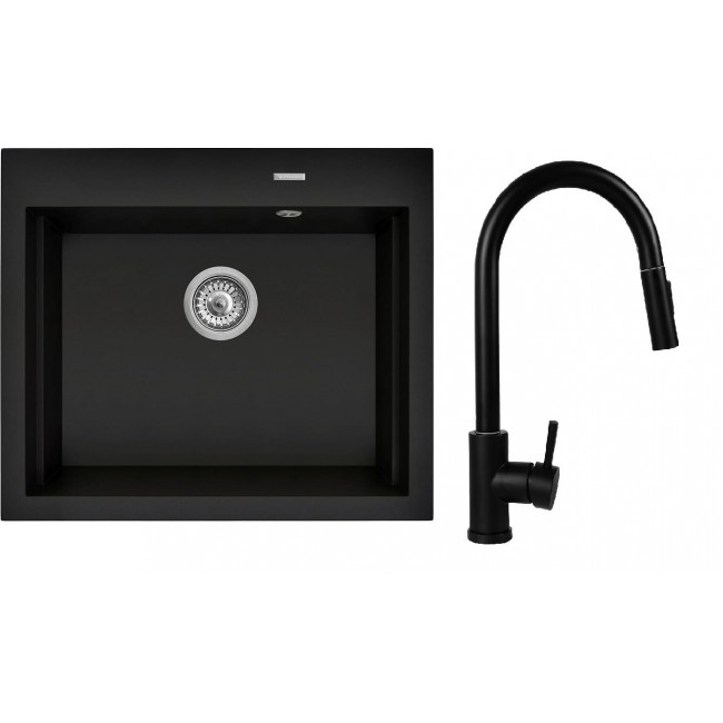 Set - Sink PYRAMIS PYRAMIS SIROS (57x51,5) 1B + Faucet IDEA Black Edition - 070169002BE - Volcano Set - Sink PYRAMIS PYRAMIS SIROS (57x51,5) 1B + Faucet IDEA Black Edition - 070169002BE - Volcano