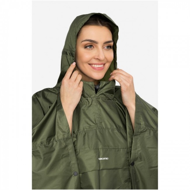 VIKING Vesper Adult Rain Poncho Green Backpack (Plain)