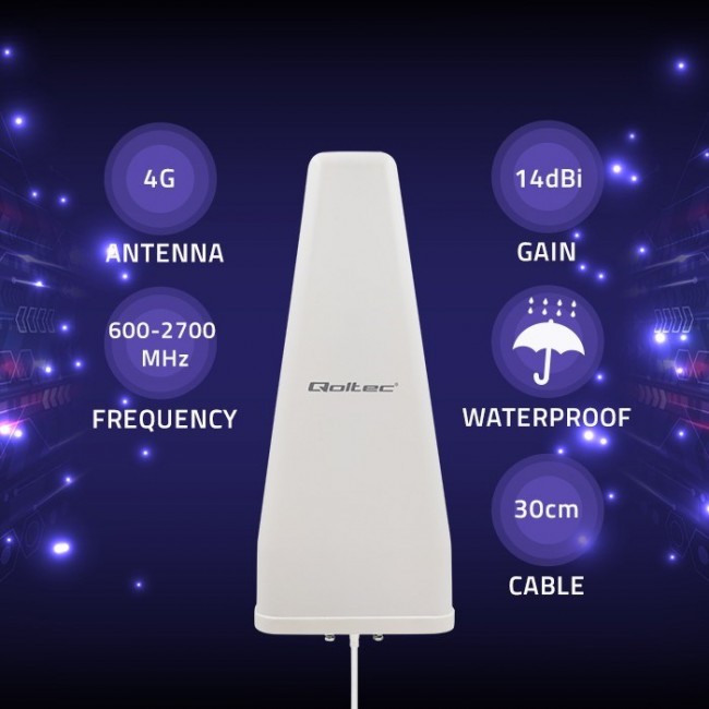 Qoltec 57043 4G LTE DUAL antenna | 14dBi | omnidirectional | outdoor Qoltec 57043 4G LTE DUAL antenna | 14dBi | omnidirectional | outdoor