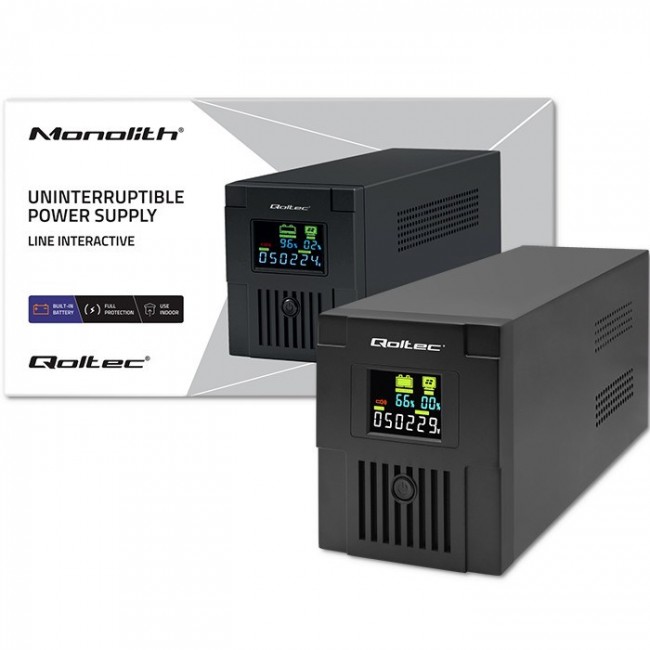 Qoltec 53770 uninterruptible power supply (UPS) Line-Interactive 1.5 kVA 900 W 2 AC outlet(s) Qoltec 53770 uninterruptible power supply (UPS) Line-Interactive 1.5 kVA 900 W 2 AC outlet(s)