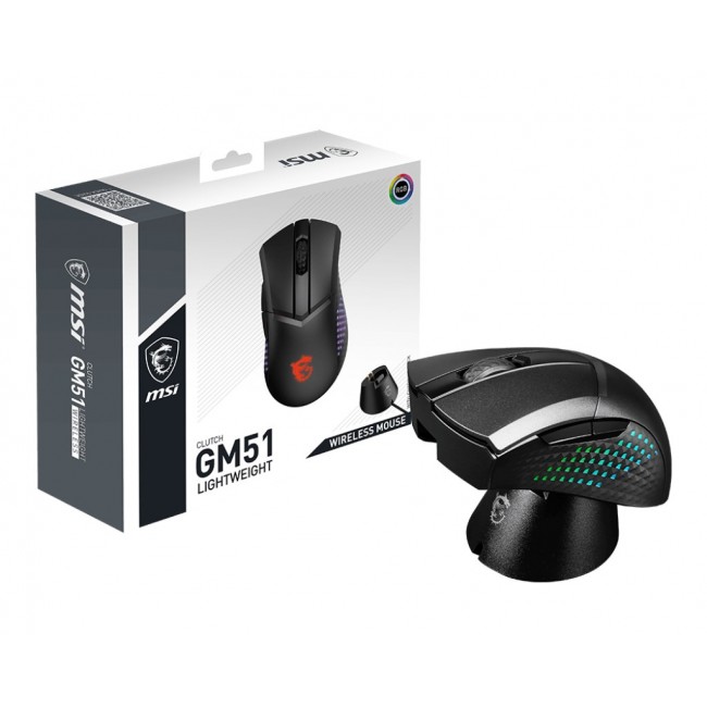 MSI CLUTCH GM51 LIGHTWEIGHT WIRELESS mouse Gaming Right-hand RF Wireless + Bluetooth + USB Type-C Optical 26000 DPI