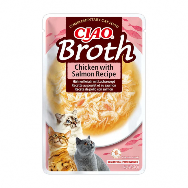 INABA Ciao Broth with chicken, salmon, tuna and scallop - cat treats - 10x40g