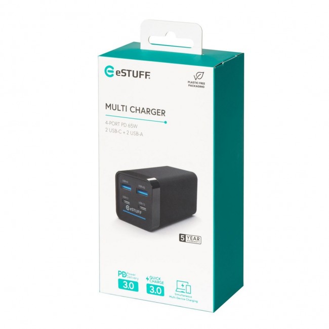 eSTUFF ES635200 mobile device charger Laptop Black AC Fast charging Indoor eSTUFF ES635200 mobile device charger Laptop Black AC Fast charging Indoor
