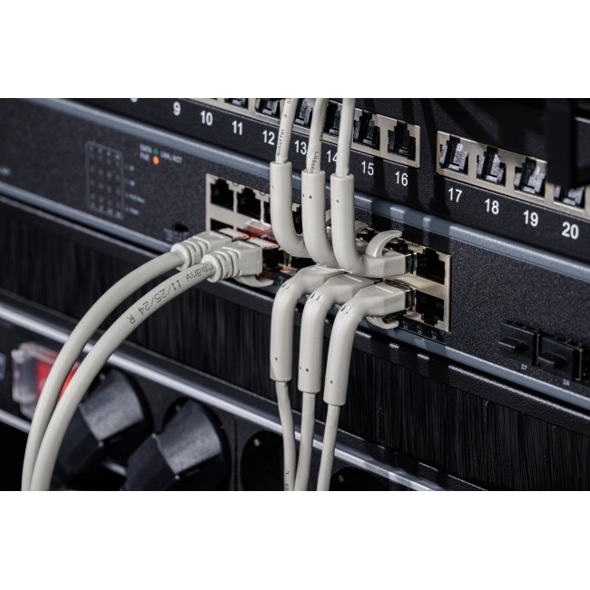 Digitus CAT 6A F-FTP bendable patch cord, copper, 0.5 m, gray, 10 pieces