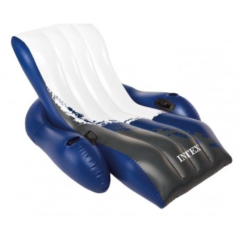 Intex Floating Recliner Lounge Black, Blue, White Monochromatic Vinyl Floating lounge chair