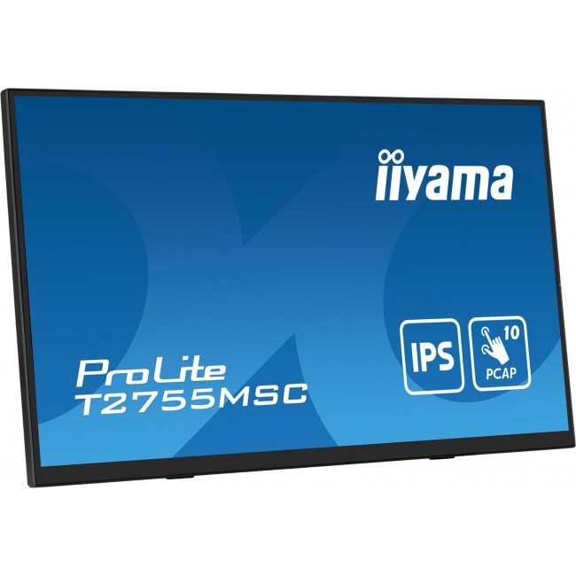 iiyama ProLite 27 Optical Bonded PCAP 10pt touchscreen monitor with IPS panel technology, edge-to-edge glass design, anti-fingerprint coating and a flexible stand