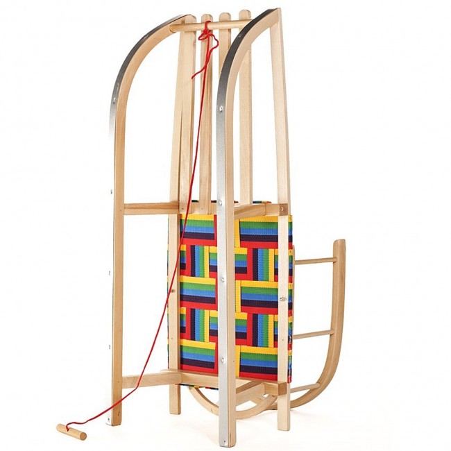 GreenBlue GB138 Wooden Kids Sledge with Removable Backrest Fabric Seat and Pull Rope Sturdy Beech Wood GreenBlue GB138 Wooden Kids Sledge with Removable Backrest Fabric Seat and Pull Rope Sturdy Beech Wood