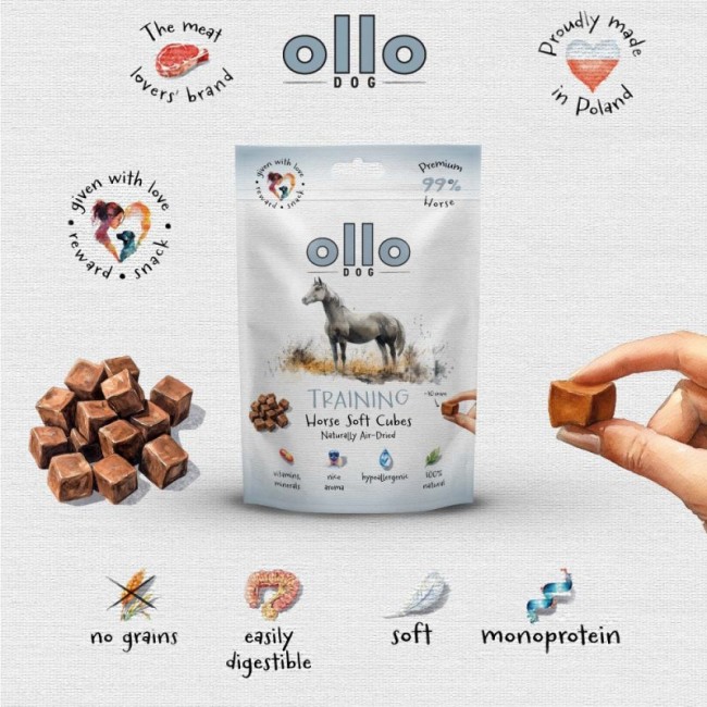 OLLO Air Dried Training Horse Cubes - dog treat - 80g