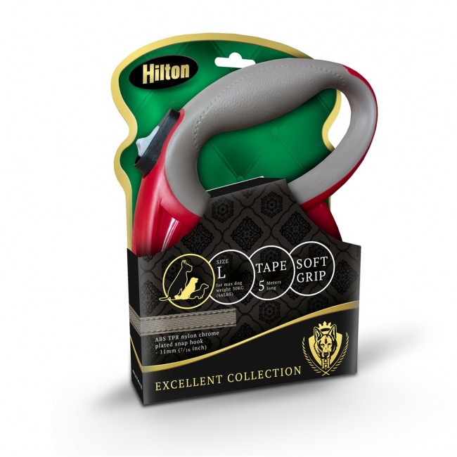 HILTON Smart dog L (30kg) - retractable leash - burgundy-grey - 5 m