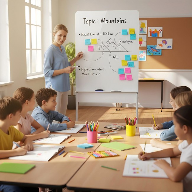 Ergo Office mobile dry erase board, vertical orientation, white, single sided, with shelf, board dimensions 1190x790mm, ER-305 Ergo Office mobile dry erase board, vertical orientation, white, single sided, with shelf, board dimensions 1190x790mm, ER-305