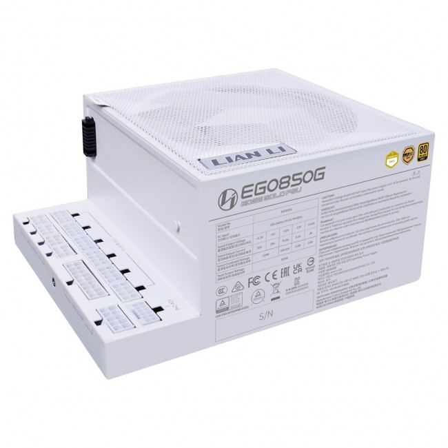 Lian Li EDGE GOLD 850 80 PLUS Gold Power Supply, PCIe 5.1, ATX 3.1 - 850 Watt, white