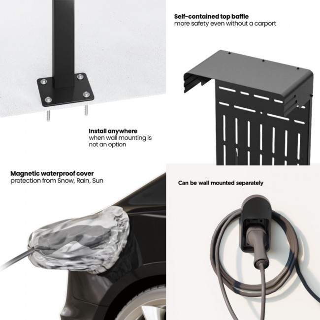 Outdoor stand for EV and PHEV car chargers Maclean, steel, 15kg max, MCE456 Outdoor stand for EV and PHEV car chargers Maclean, steel, 15kg max, MCE456