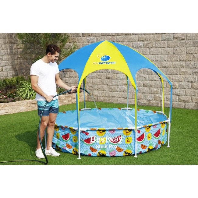 Bestway Steel Pro 2.44m x 51cm Splash-in-shade Play Pool, Orange/Yellow