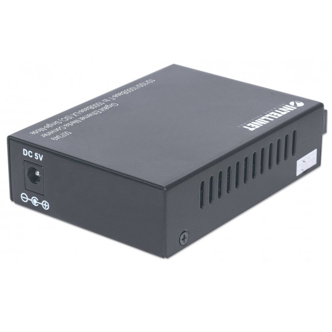Intellinet Gigabit Ethernet Single Mode Media Converter, 10/100/1000Base-T to 1000Base-Lx (SC) Single-Mode, 20km (Euro 2-pin plug)