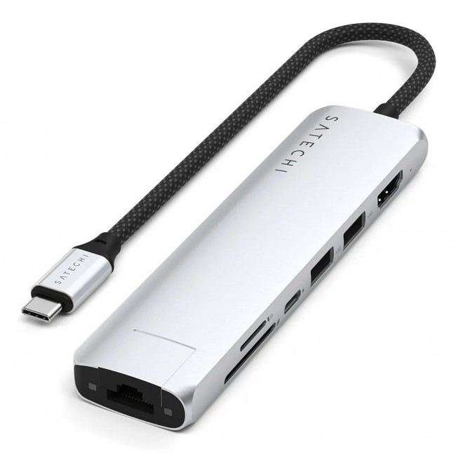 Satechi USB-C 7-in-1 Slim Multi Port Adapter Silve