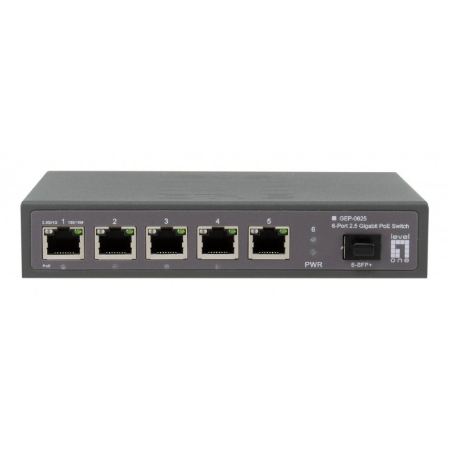 LevelOne GEP-0625 network switch Unmanaged 2.5G Ethernet (100/1000/2500) Power over Ethernet (PoE) Black LevelOne GEP-0625 network switch Unmanaged 2.5G Ethernet (100/1000/2500) Power over Ethernet (PoE) Black