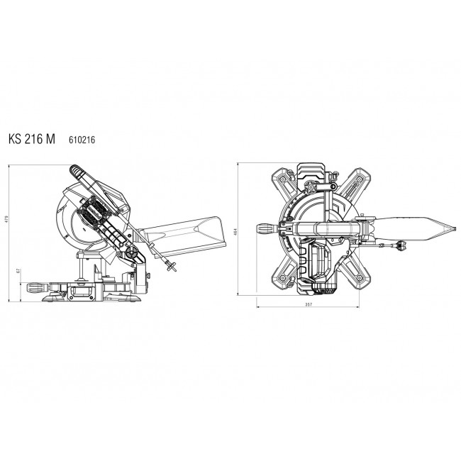 METABO.PI A UKO .KS 216 M/1350W /LASER 120 x 60mm (N)