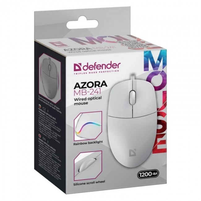 WIRED MOUSE DEFENDER AZORA MB-241 RF WHITE 1200dpi 3P WIRED MOUSE DEFENDER AZORA MB-241 RF WHITE 1200dpi 3P