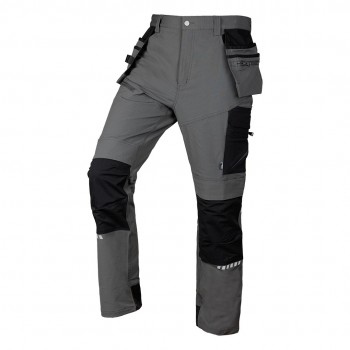 Spodnie robocze Mix&Match, 4 way stretch, z kaburami, Cordura, szaro-czarne, rozmiar L