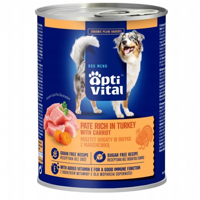 OPTIVITAL Chicken pate, rich in turkey and carrots - wet dog food - 400g