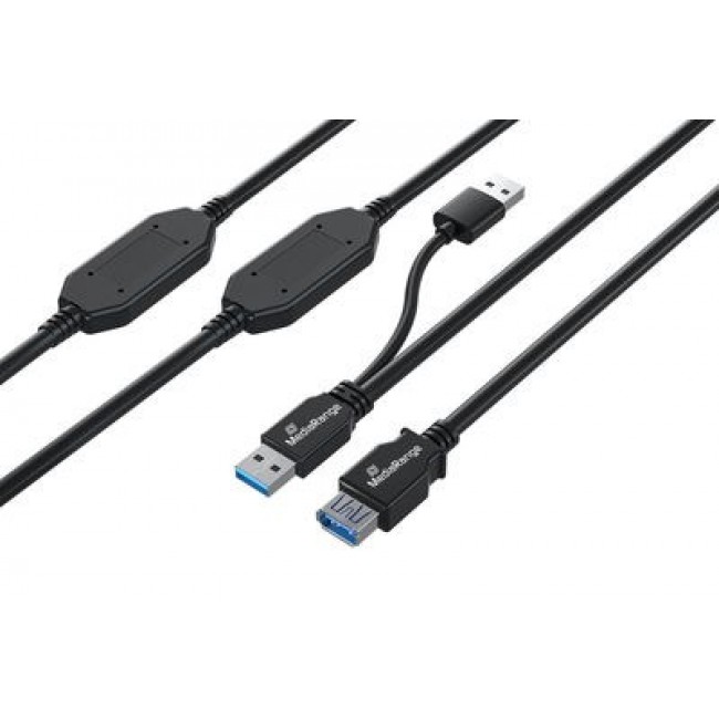 MediaRange MRCS244 USB cable USB 3.2 Gen 1 (3.1 Gen 1) 15 m 2 x USB A USB A 5 Gbit/s Black