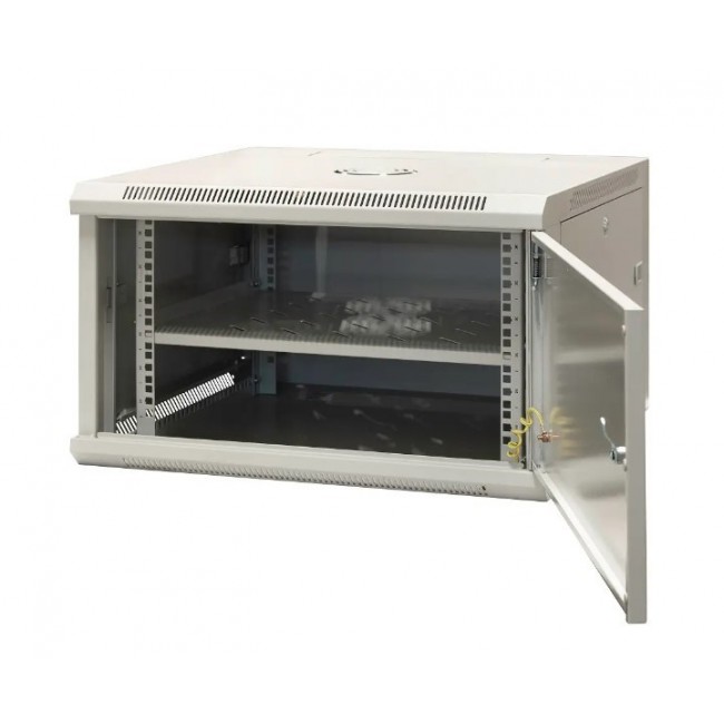 EMITERNET Single-wall hanging cabinet 19'' 6U, full sheet metal doors, 600 600 370mm width/depth/height. EM/AP6606-B
