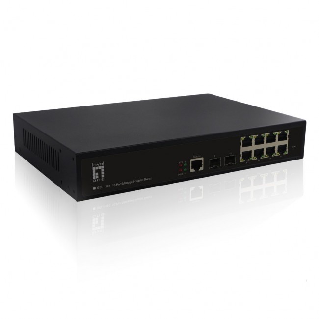 LevelOne KILBY 10-Port L2 Managed Gigabit Switch, 2 x SFP LevelOne KILBY 10-Port L2 Managed Gigabit Switch, 2 x SFP