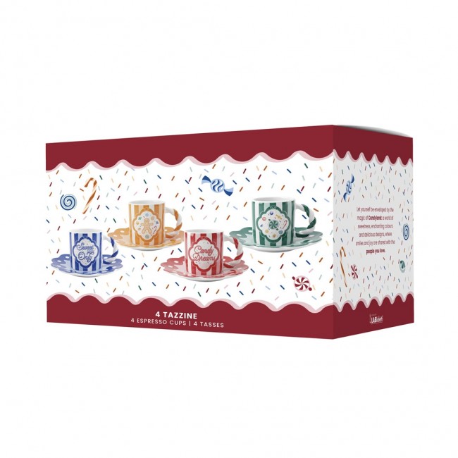 Set of 4 cups and saucers BIALETTI Candyland 4 units x 80 ml (NCANDY003)
