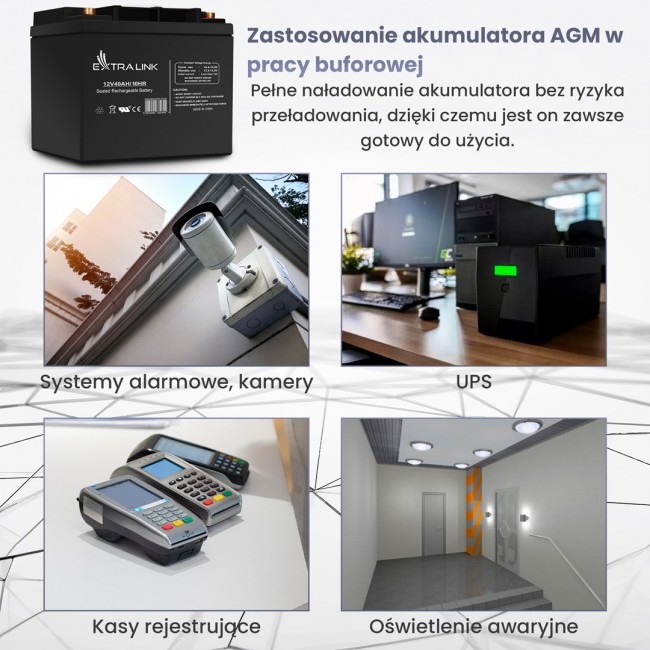 Extralink Accumulator AGM 12V 40Ah maintenance free