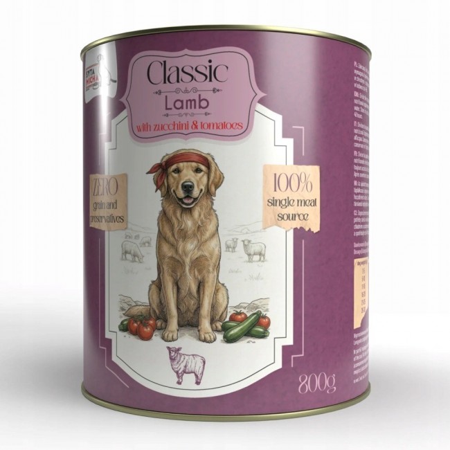 SYTA MICHA Classic Mono Lamb with zucchini - wet dog food - 800g SYTA MICHA Classic Mono Lamb with zucchini - wet dog food - 800g