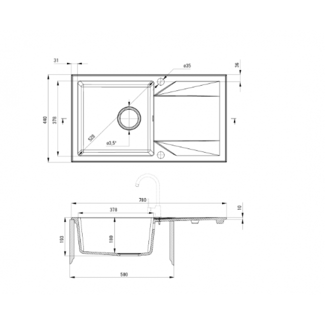1-bowl granite sink with drainer