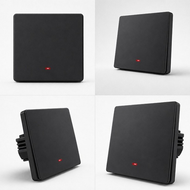 Qoltec 52722 Smart 1-Gang Light Switch | Wi-Fi | Timer | Tuya | Smart life | Black