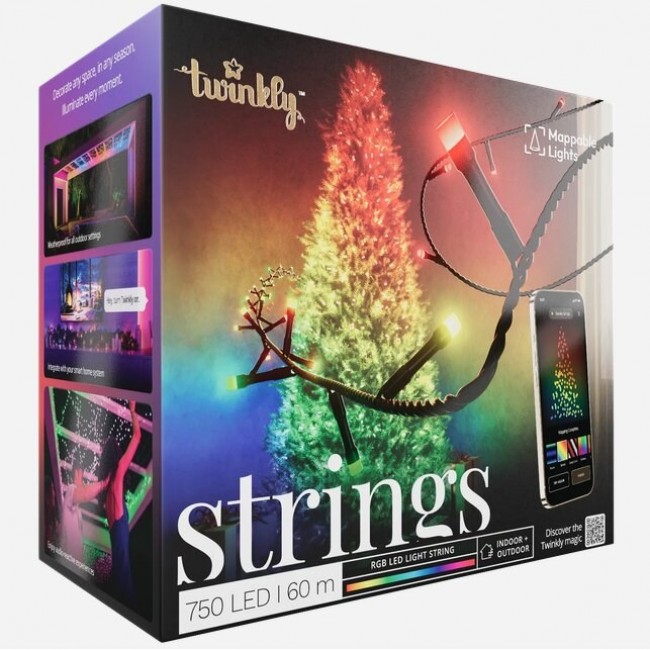 Twinkly Strings 750 RGB Christmas lights, black cable, plug type F Twinkly Strings 750 RGB Christmas lights, black cable, plug type F