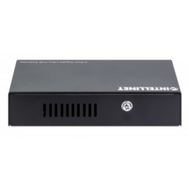 Intellinet 2-Port Gigabit Ultra PoE Extender, Adds up to 100 m (328 ft.) to PoE Range, PoE Power Budget 60 W, Two PSE Ports with 30 W Output Each, IEEE 802.3bt/at/af Compliant, Metal Housing