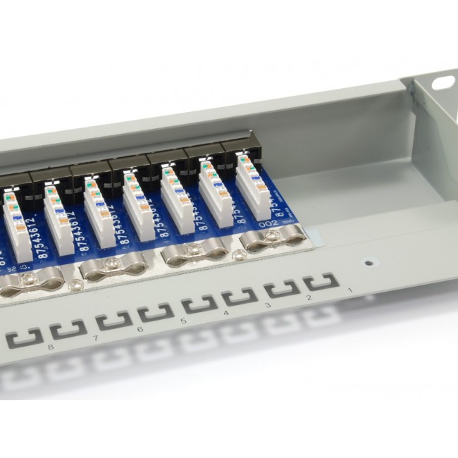 Equip 24-Port Cat.6 Shielded Patch Panel, Light Grey Equip 24-Port Cat.6 Shielded Patch Panel, Light Grey