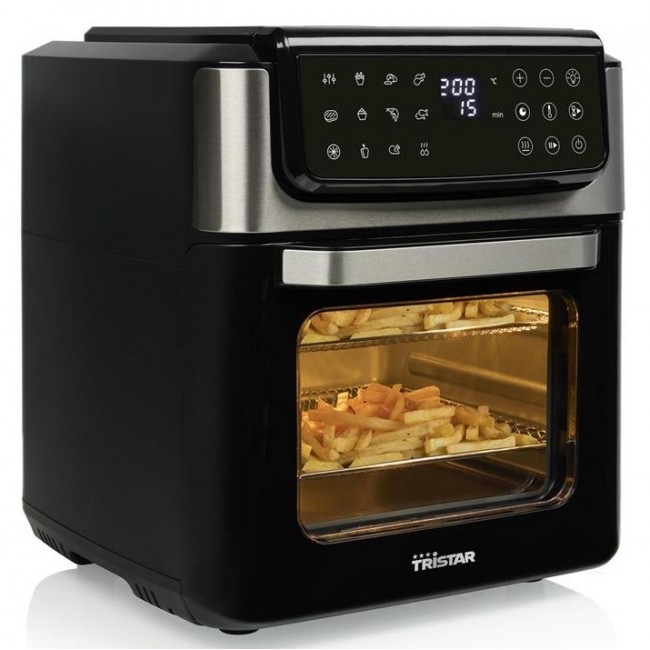 Tristar Hei luft-Ofen Kontrollleuchte Timerfunktion 12 l Single Stand-alone 1800 W Hot air fryer Black, Stainless steel