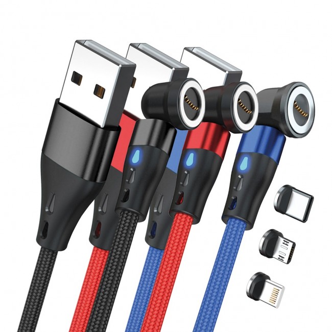 RealPower Magnetic cable 3 Amp Set,1m,3 Kabel mit Adaptern