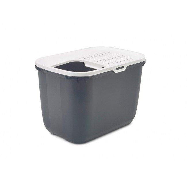 SAVIC HOP Anthracite with White Lid Cat Litter Tray 58.5x39x39.5 cm 1 pc. SAVIC HOP Anthracite with White Lid Cat Litter Tray 58.5x39x39.5 cm 1 pc.