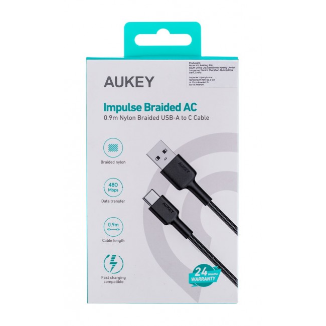 AUKEY CB-CD30 USB cable 0.9 m USB A USB C Black