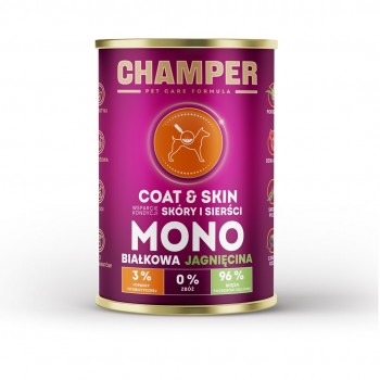 CHAMPER Coat & Skin Lamb - wet dog food - 400g
