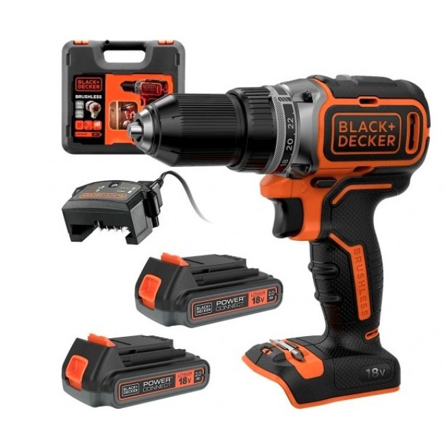 BLACK+DECKER WKRĘTARKA 18V BL186KB 52Nm 2x2,0Ah BL